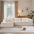 108" Oversized L-Shaped Sectional Sofa Modern Modular Cloud Couch with Deep Seating Upholstered Corduroy Sofa for Living Room Bedroom,No Assembly Required，Beige